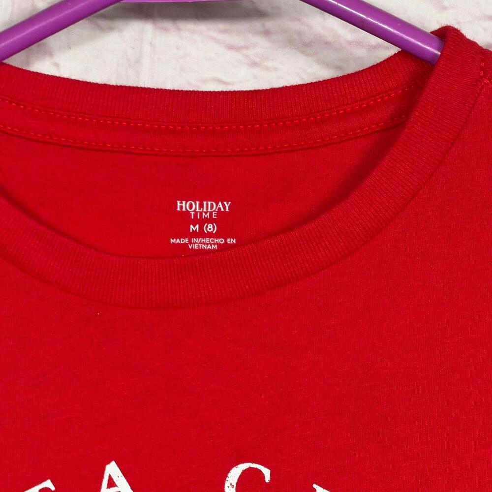 Holiday Time Red Santa Claus Long Sleeve Shirt Kids 8 NWT - Picture 3 of 4